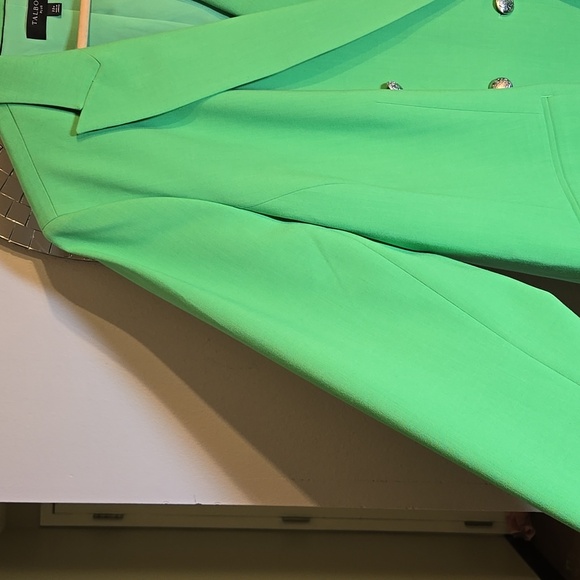 Talbots Viscose Tailored Stretch Double Breast Kelly Green Crest Button Blazer - Picture 9 of 17